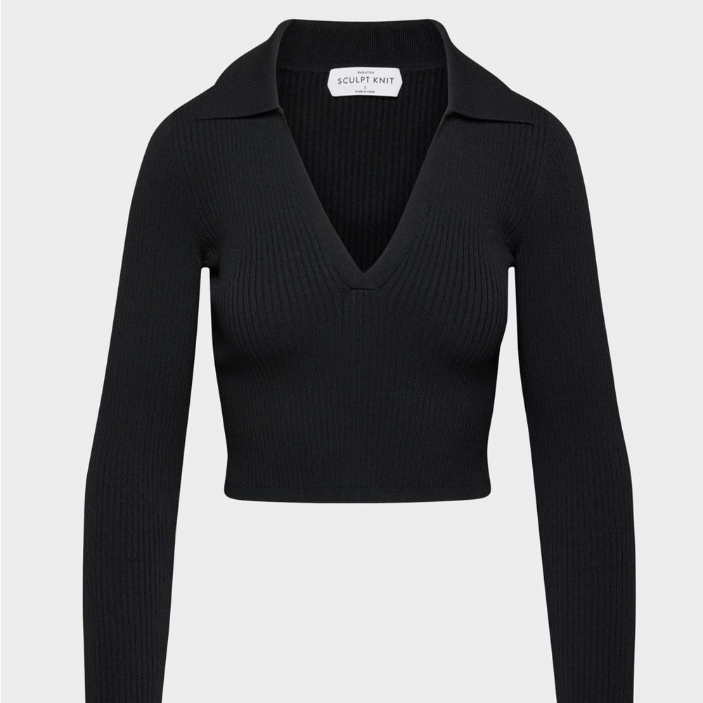 Aritzia Babaton Sculpt Knit Polo Longsleeve - Picture 2 of 5